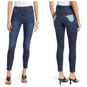 Good American NWT Good Waist Jeans Women’s Size 26 Indigo Distressed Skinny Crop